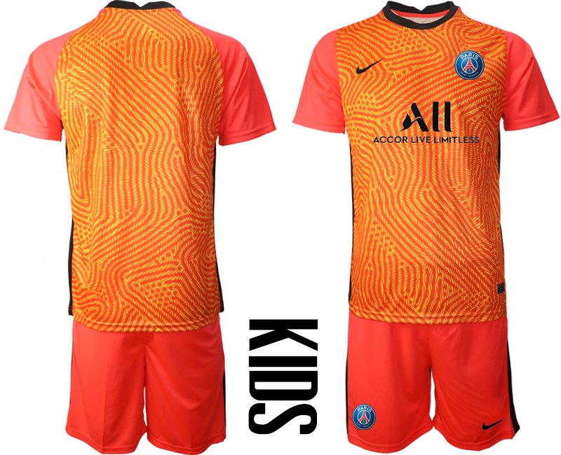 2021 Paris Saint-Germain red goalkeeper kids soccer jerseys->customized soccer jersey->Custom Jersey
